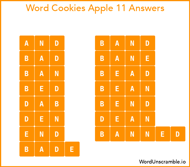 Word Cookies Apple 11 Answers
