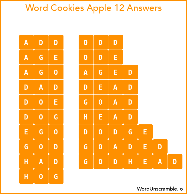 Word Cookies Apple 12 Answers