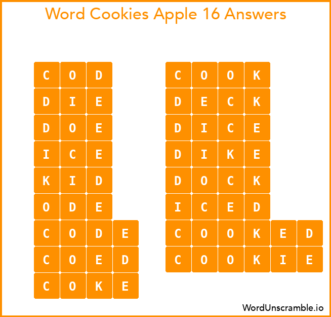 Word Cookies Apple 16 Answers