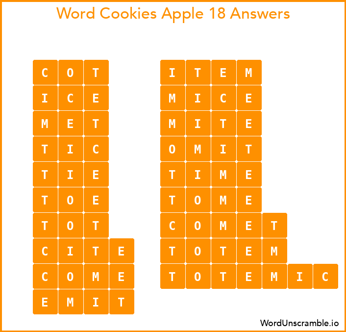 Word Cookies Apple 18 Answers