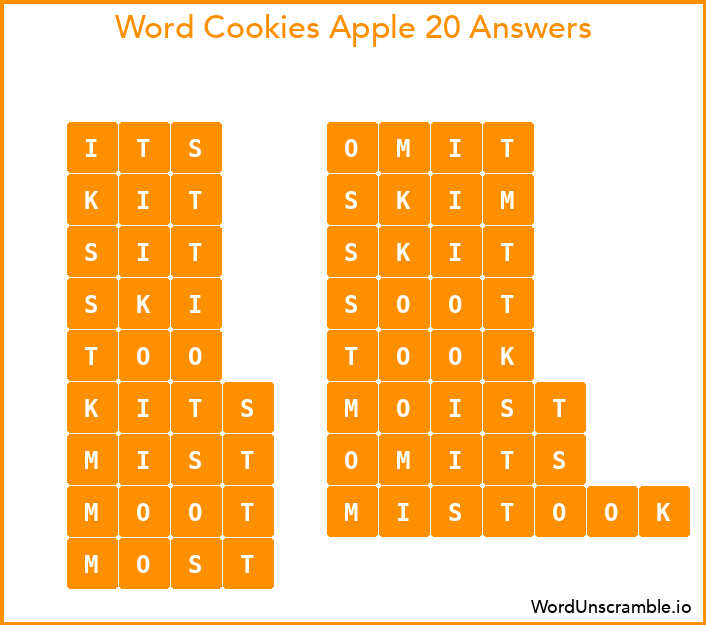 Word Cookies Apple 20 Answers