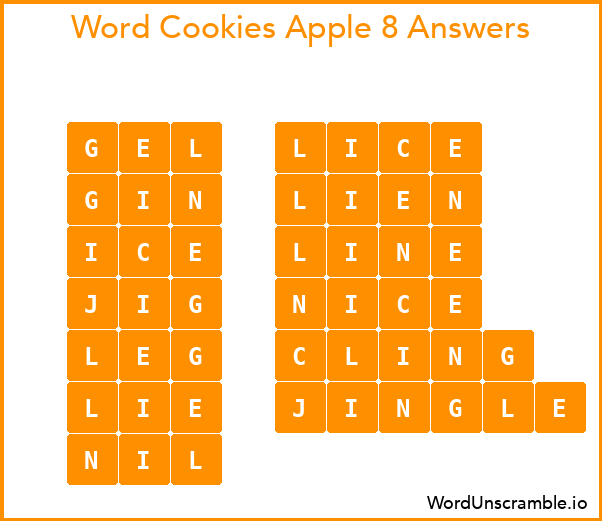 Word Cookies Apple 8 Answers