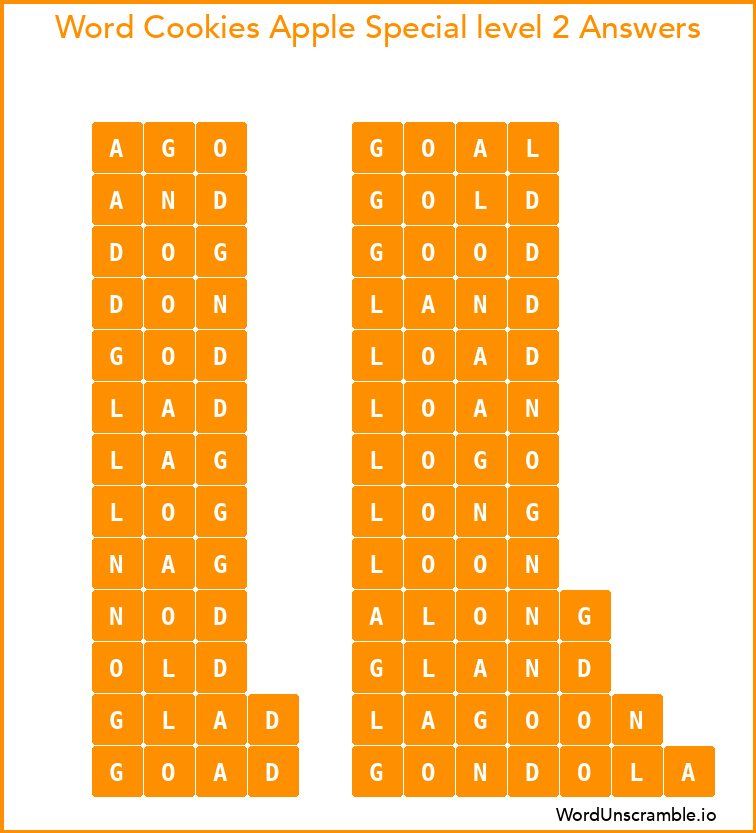 Word Cookies Apple Special level 2 Answers