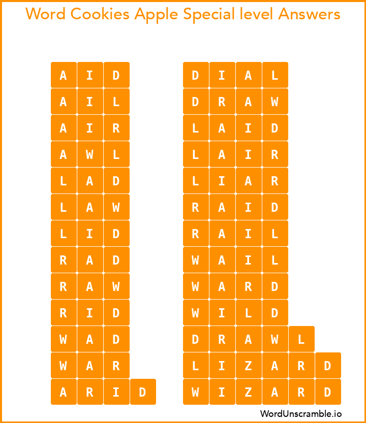 Word Cookies Apple Special level Answers