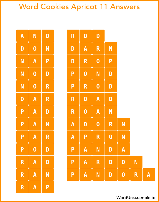 Word Cookies Apricot 11 Answers