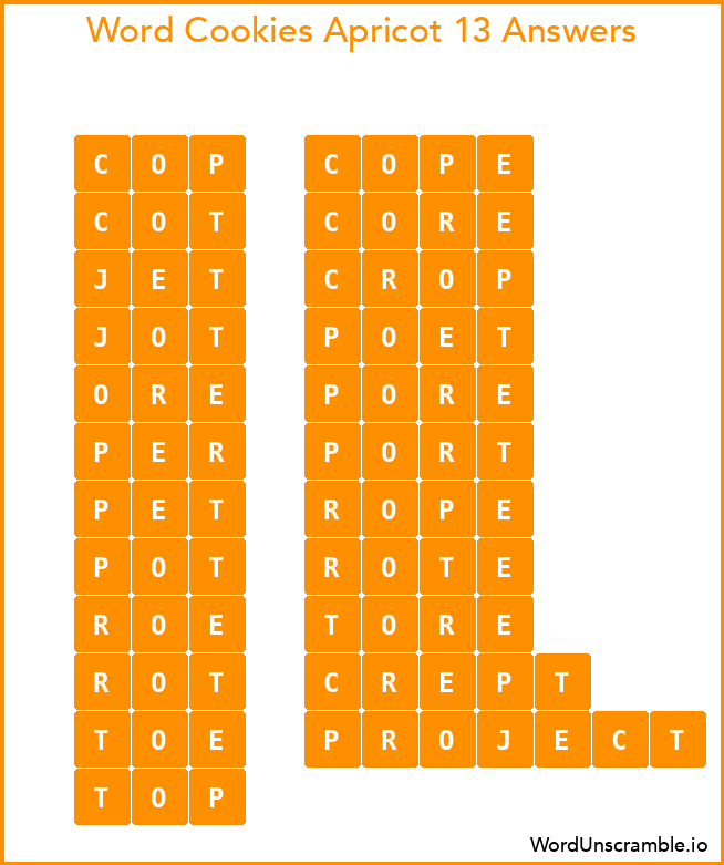 Word Cookies Apricot 13 Answers