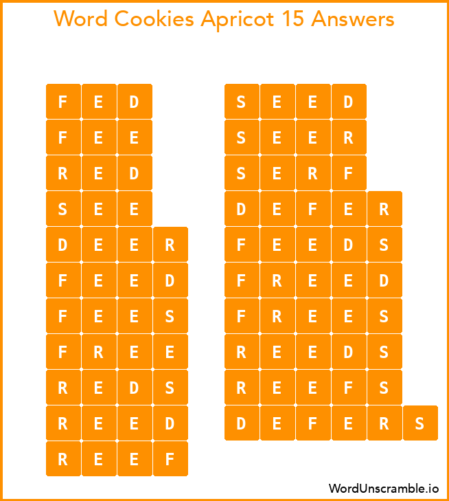 Word Cookies Apricot 15 Answers