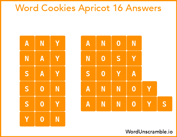 Word Cookies Apricot 16 Answers