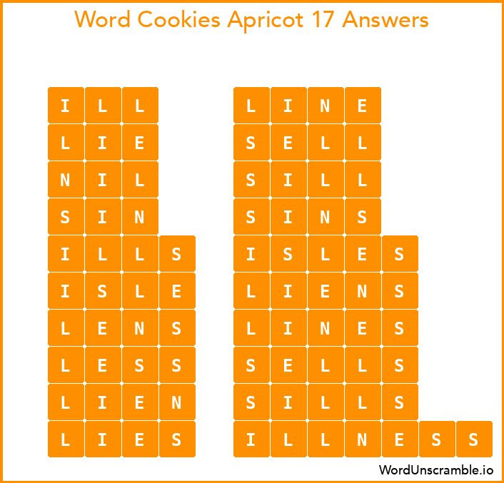 Word Cookies Apricot 17 Answers