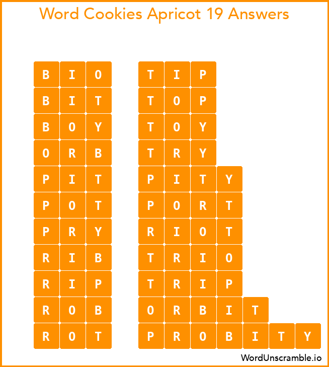 Word Cookies Apricot 19 Answers