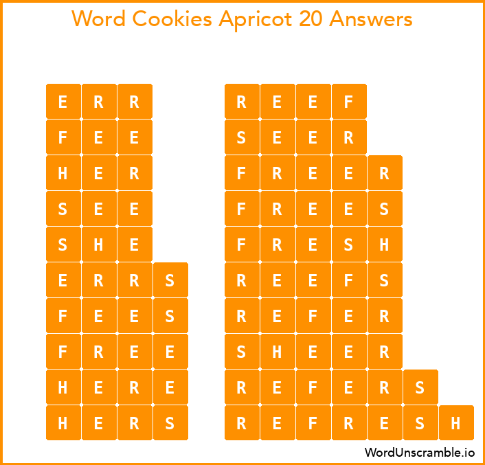 Word Cookies Apricot 20 Answers