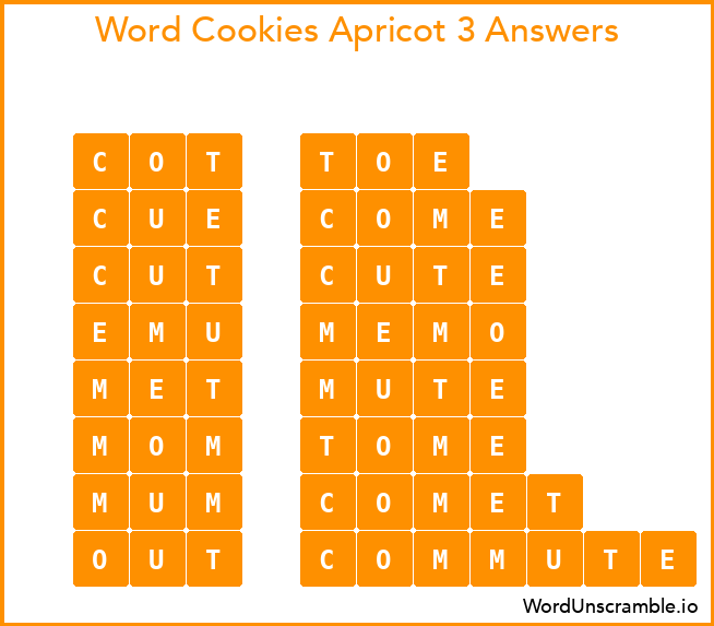 Word Cookies Apricot 3 Answers