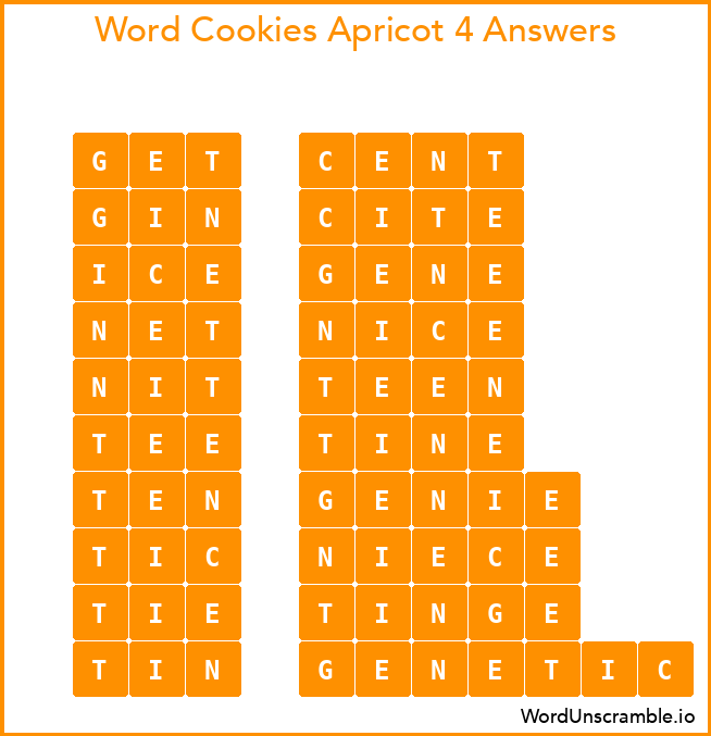 Word Cookies Apricot 4 Answers