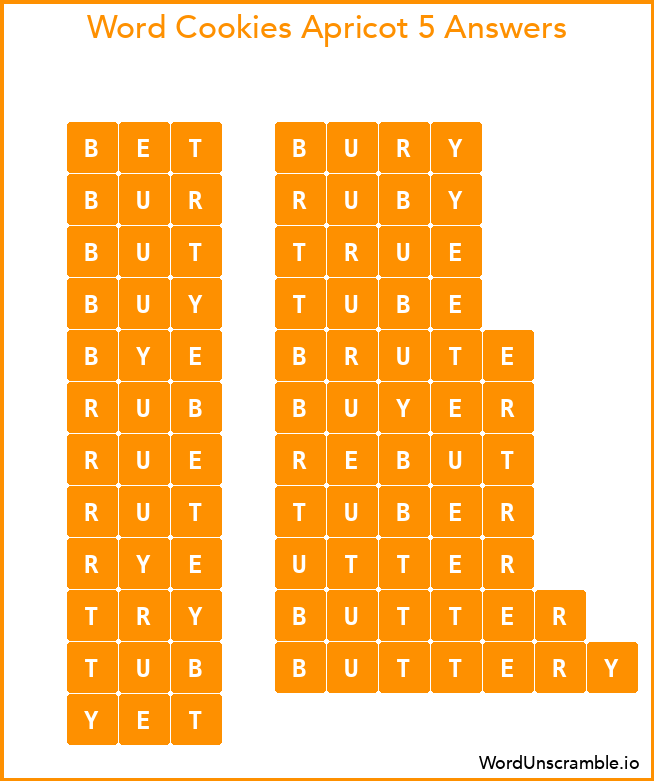 Word Cookies Apricot 5 Answers