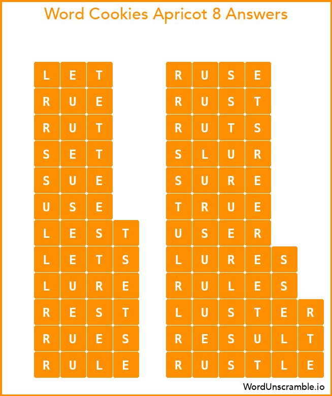 Word Cookies Apricot 8 Answers