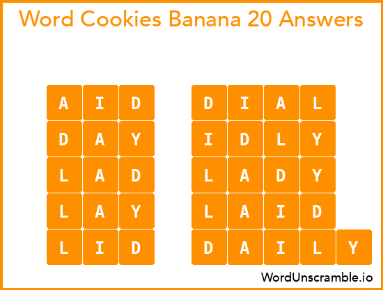 Word Cookies Banana 20 Answers