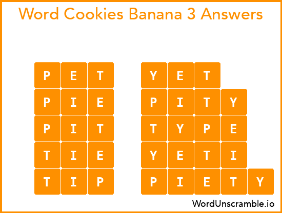 Word Cookies Banana 3 Answers
