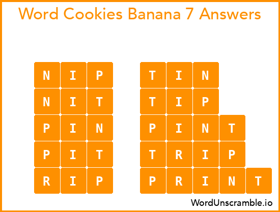 Word Cookies Banana 7 Answers