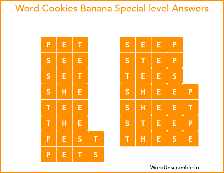 Word Cookies Banana Special level Answers