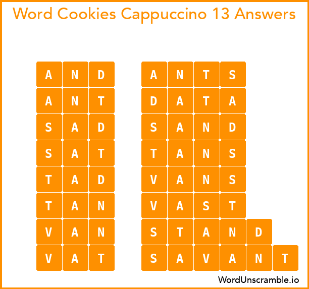 Word Cookies Cappuccino 13 Answers