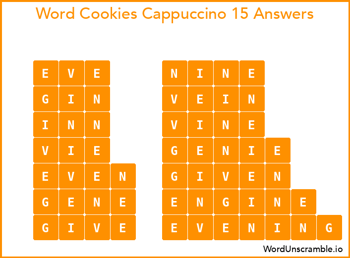 Word Cookies Cappuccino 15 Answers