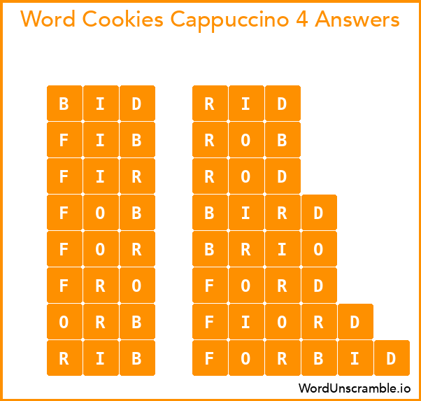 Word Cookies Cappuccino 4 Answers