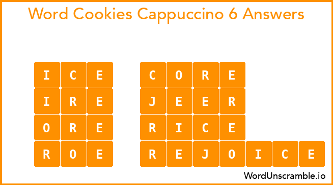 Word Cookies Cappuccino 6 Answers