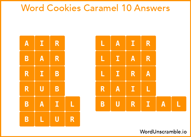 Word Cookies Caramel 10 Answers