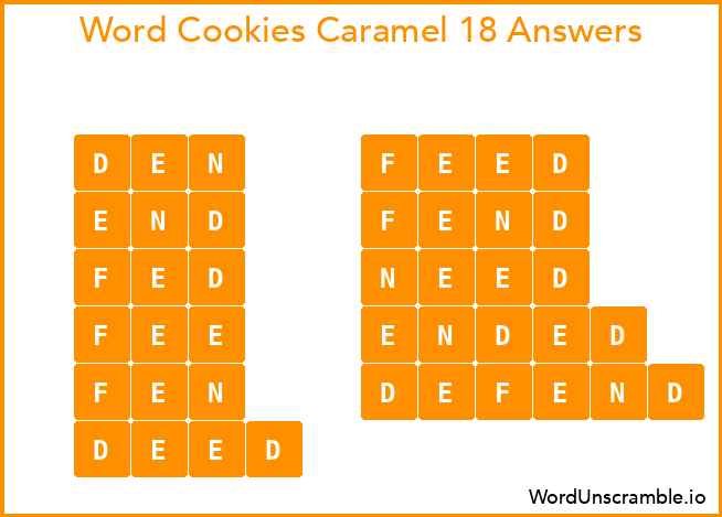 Word Cookies Caramel 18 Answers