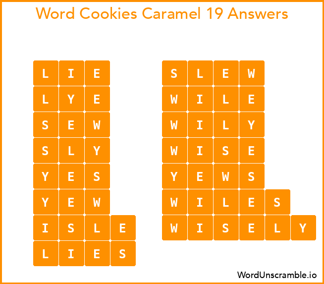 Word Cookies Caramel 19 Answers