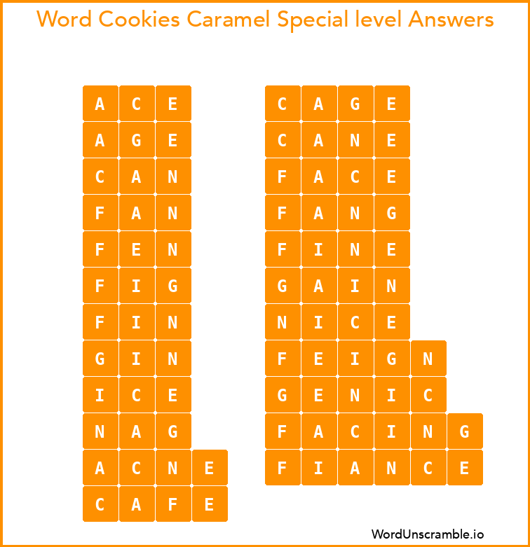 Word Cookies Caramel Special level Answers
