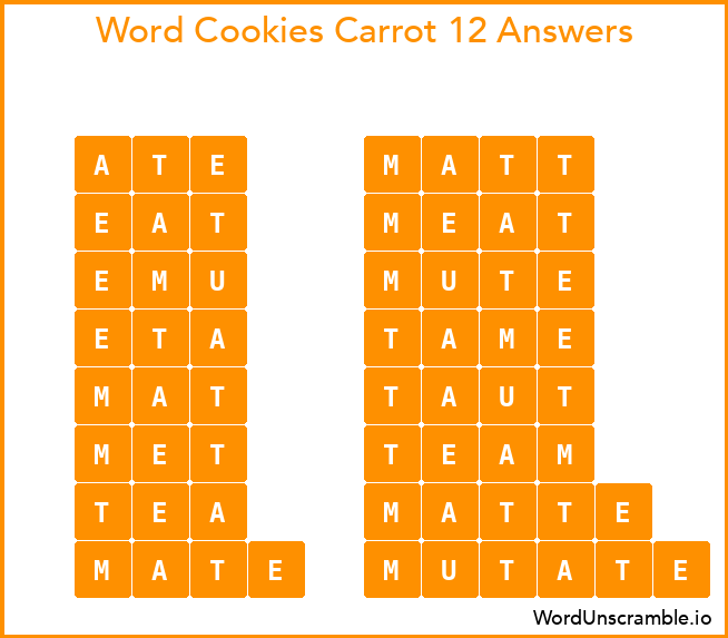 Word Cookies Carrot 12 Answers