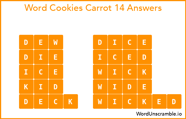 Word Cookies Carrot 14 Answers