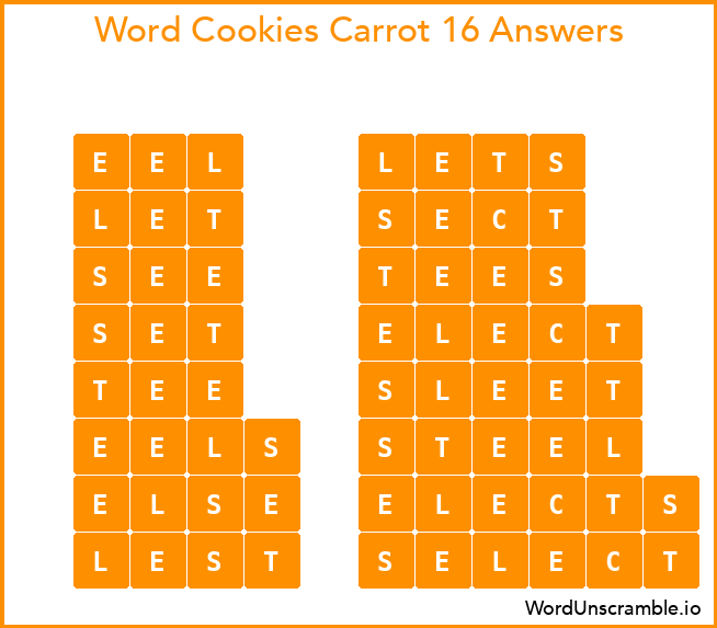 Word Cookies Carrot 16 Answers