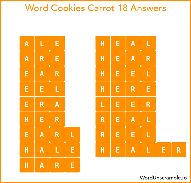 Word Cookies Carrot 18 Answers