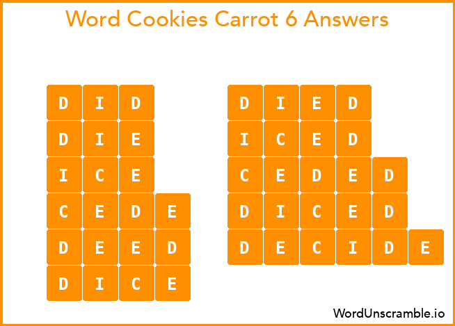 Word Cookies Carrot 6 Answers