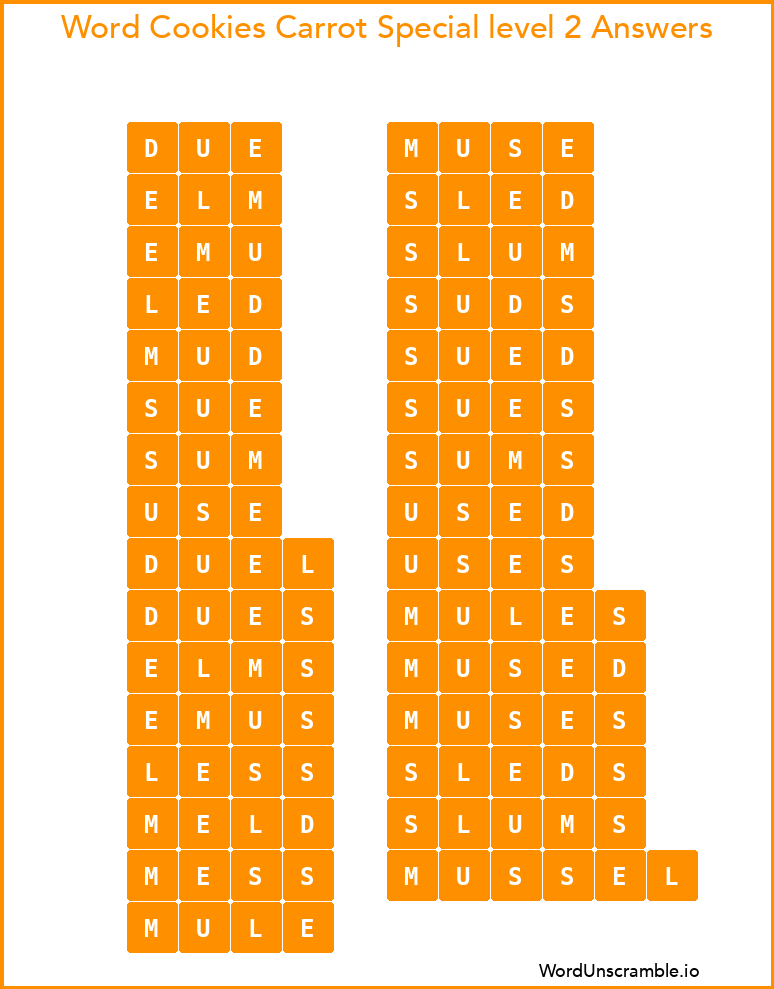 Word Cookies Carrot Special level 2 Answers