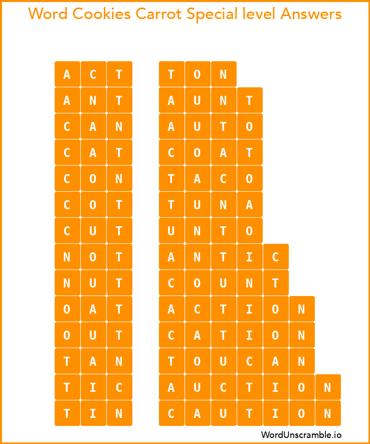 Word Cookies Carrot Special level Answers