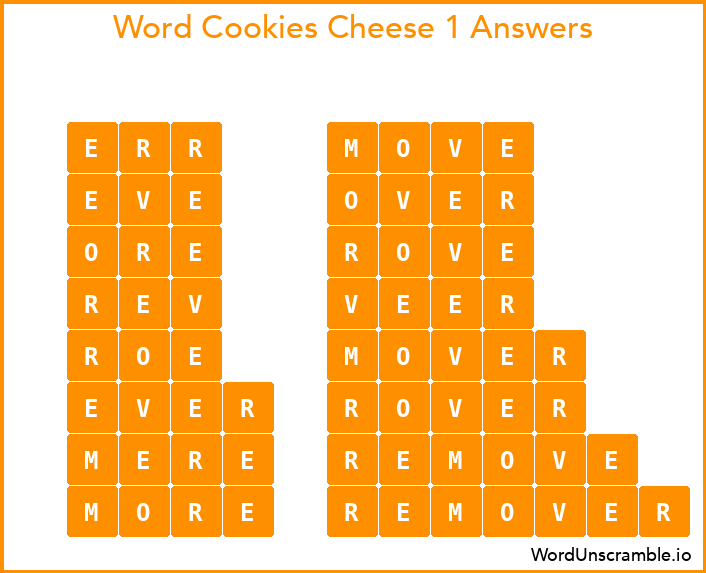 Word Cookies Cheese 1 Answers