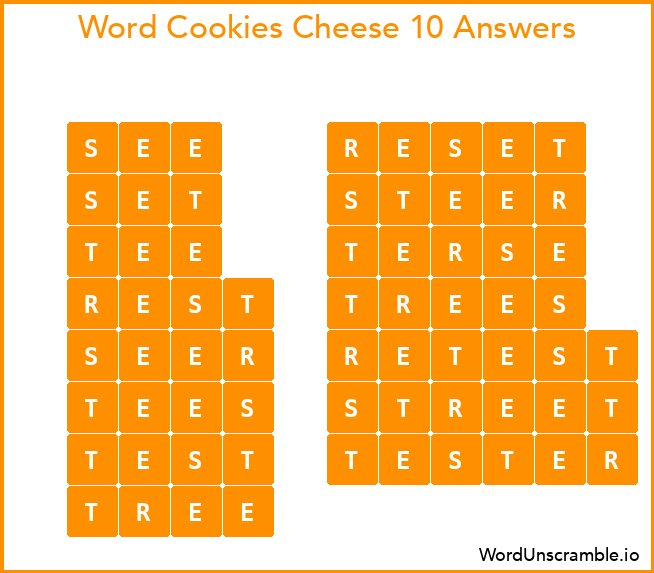 Word Cookies Cheese 10 Answers