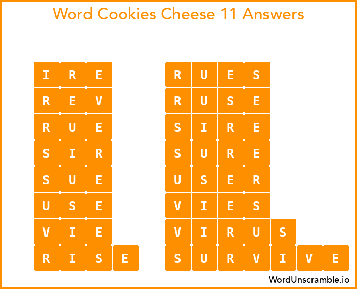 Word Cookies Cheese 11 Answers