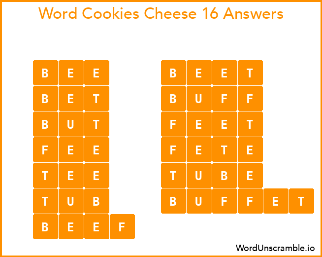 Word Cookies Cheese 16 Answers