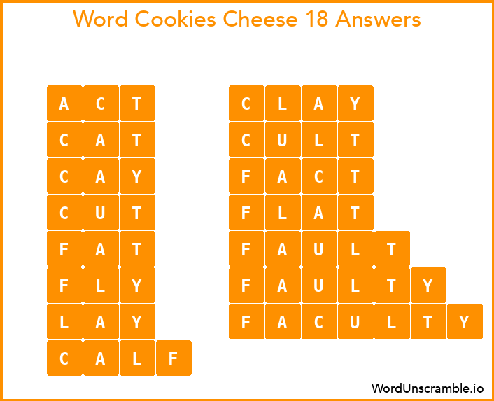 Word Cookies Cheese 18 Answers