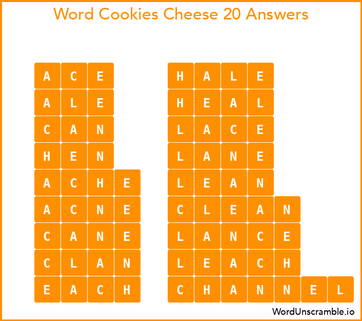 Word Cookies Cheese 20 Answers