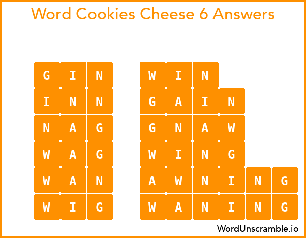 Word Cookies Cheese 6 Answers