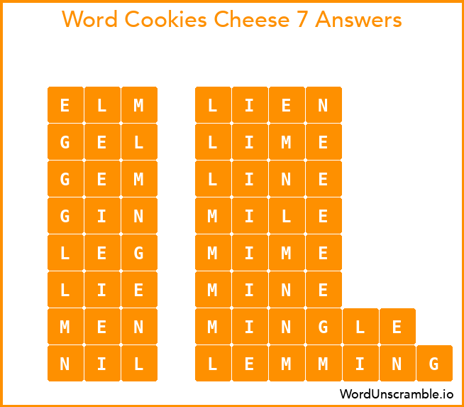 Word Cookies Cheese 7 Answers