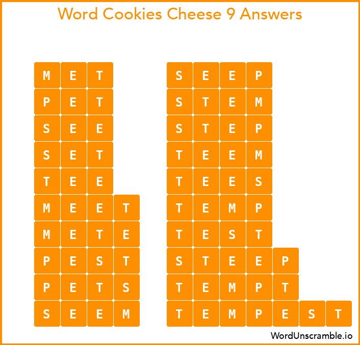 Word Cookies Cheese 9 Answers