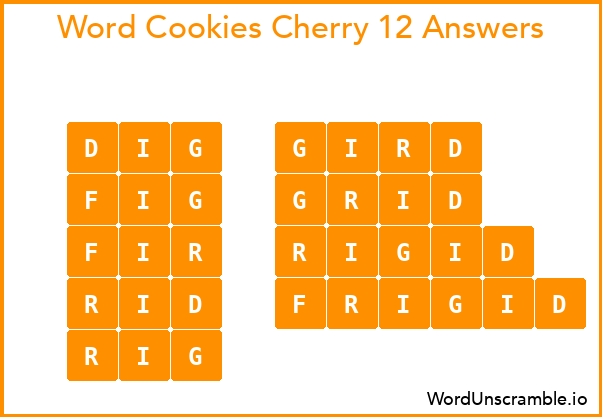 Word Cookies Cherry 12 Answers