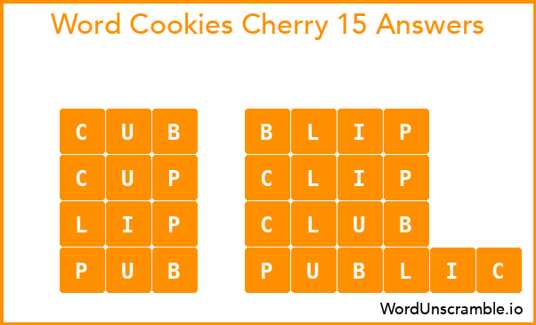 Word Cookies Cherry 15 Answers