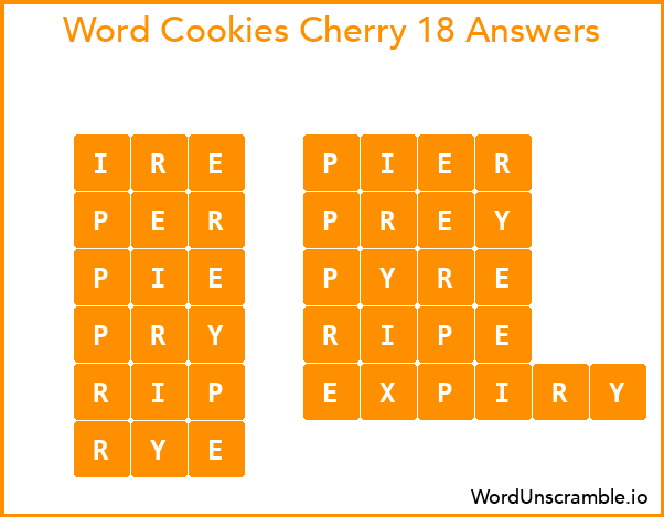 Word Cookies Cherry 18 Answers